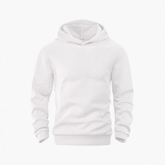 Herren nan strukturierter Schlauchkragen-Pullover mit Kapuze und Waben-Jacquard R&B