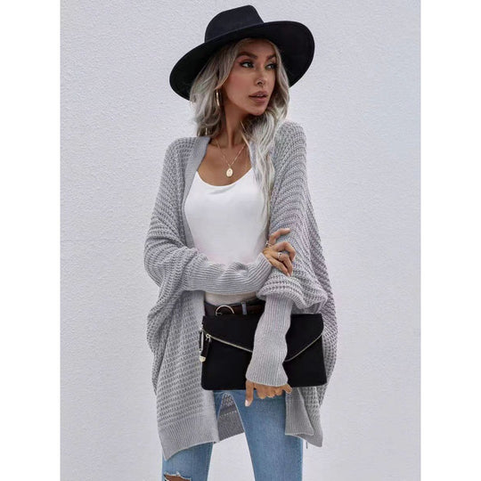 Damen luftige Strickjacke mit offenes Design und feiner Maschenstruktur R&B