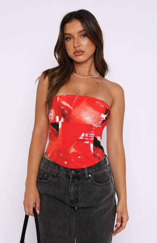 Damen Bustier-Top mit floralem Design und figurbetontem Schnitt R&B