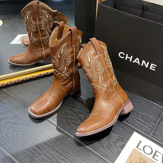 JeansCowboyStiefel Mit Blockabsatz Markanter WesternLook R&B