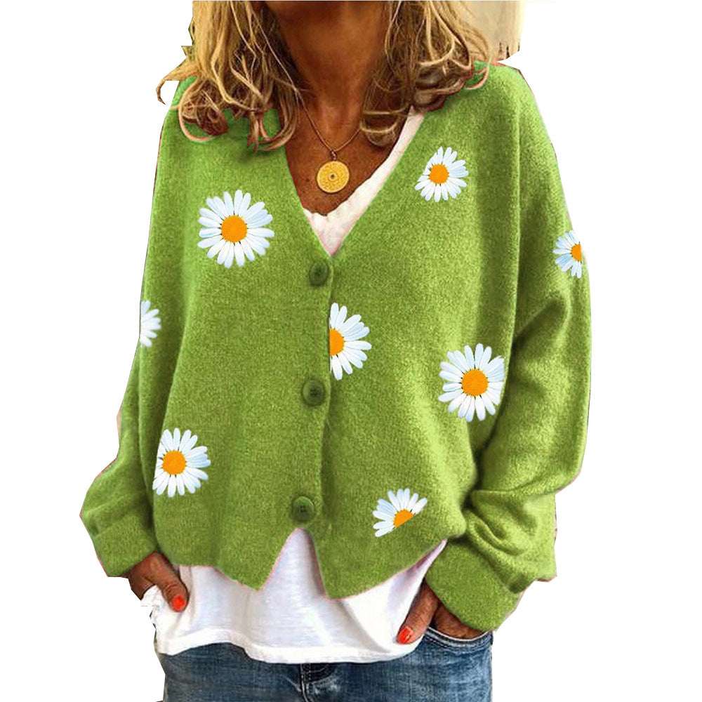 Damen Strickjacke mit floralem Motiv und klassischem Schnitt