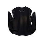 Damen trendiger Oversized Pullover mit dekorativen Knopfdetails