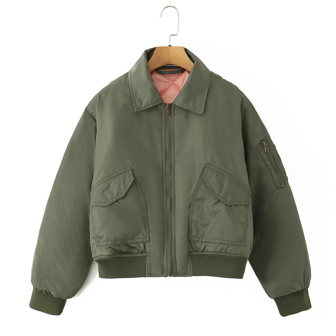 Damen lässige Bomberjacke mit praktischen Taschen R&B