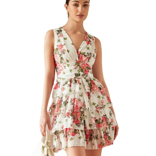 Damen Sommerliches Kleid mit Rüschen und floralem Muster R&B