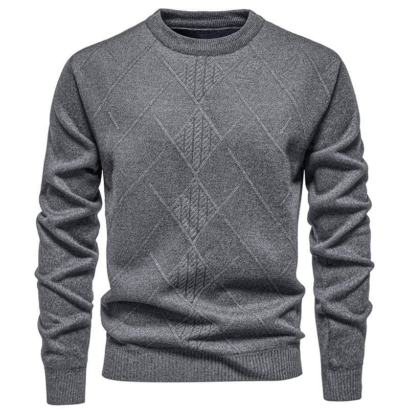 Herren Feiner Strickpullover mit strukturiertem Zopfmuster und Rundhalsausschnitt R&B