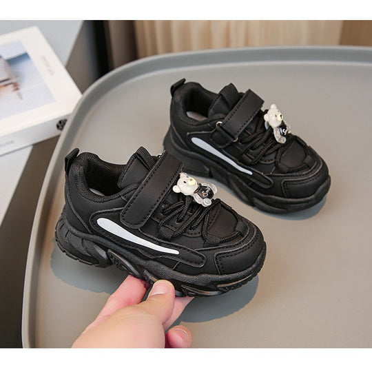 Damen sportliche Kinder-Sneaker mit verstellbarem Klettverschluss und buntem Tiermotiv R&B