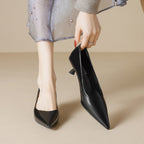Damen elegante Pumps mit spitzem Zehenbereich und modischem Blockabsatz