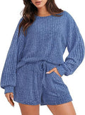 Damen lässiges Kombi-Set aus Streifenpullover und Shorts R&B