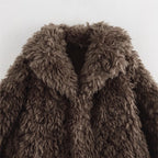 Damen Weiche Teddyfelljacke mit elegantem Revers R&B