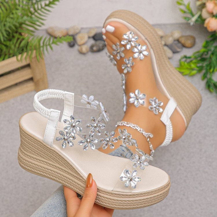 Damen Wedge-Sandalen mit floralem Dekor R&B