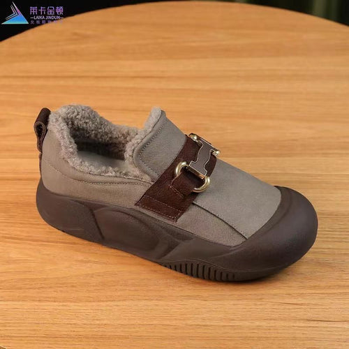 Damen Komfortable und warme Hausschuhe mit stylischem Riemen und kuscheligem Innenfutter R&B