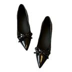 Damen elegante spitze Pumps mit Schleifenakzent