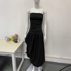 Damen Abendkleid mit figurbetontem Oberteil und asymmetrischem Rock R&B