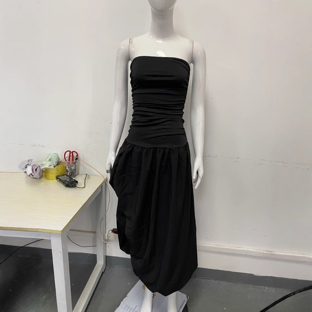 Damen Abendkleid mit figurbetontem Oberteil und asymmetrischem Rock R&B