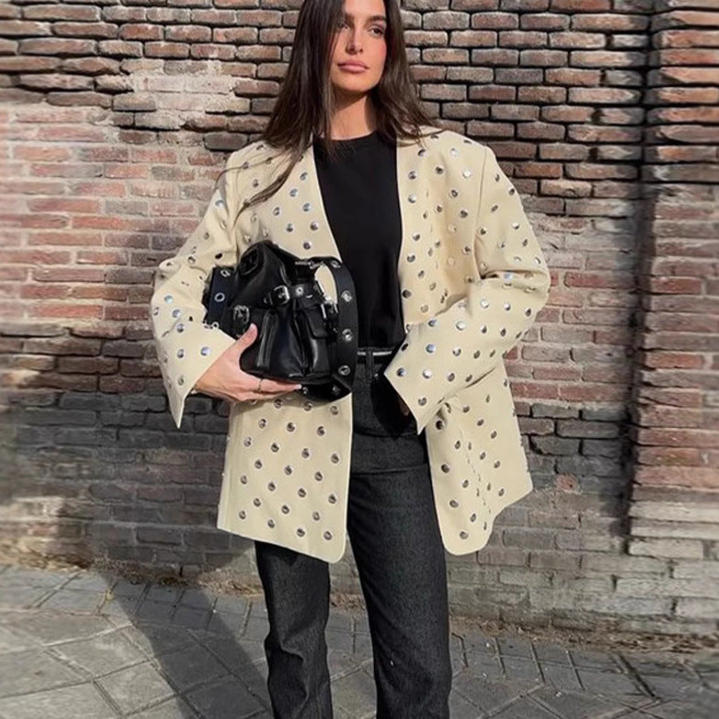 Damen Oversized Blazer mit luxuriösen Applikationen R&B
