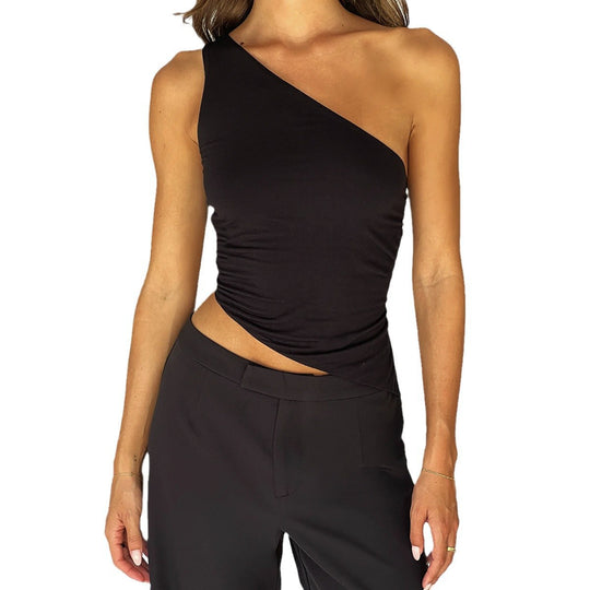 Damen asymmetrisches Top mit gerafftem Schnitt R&B