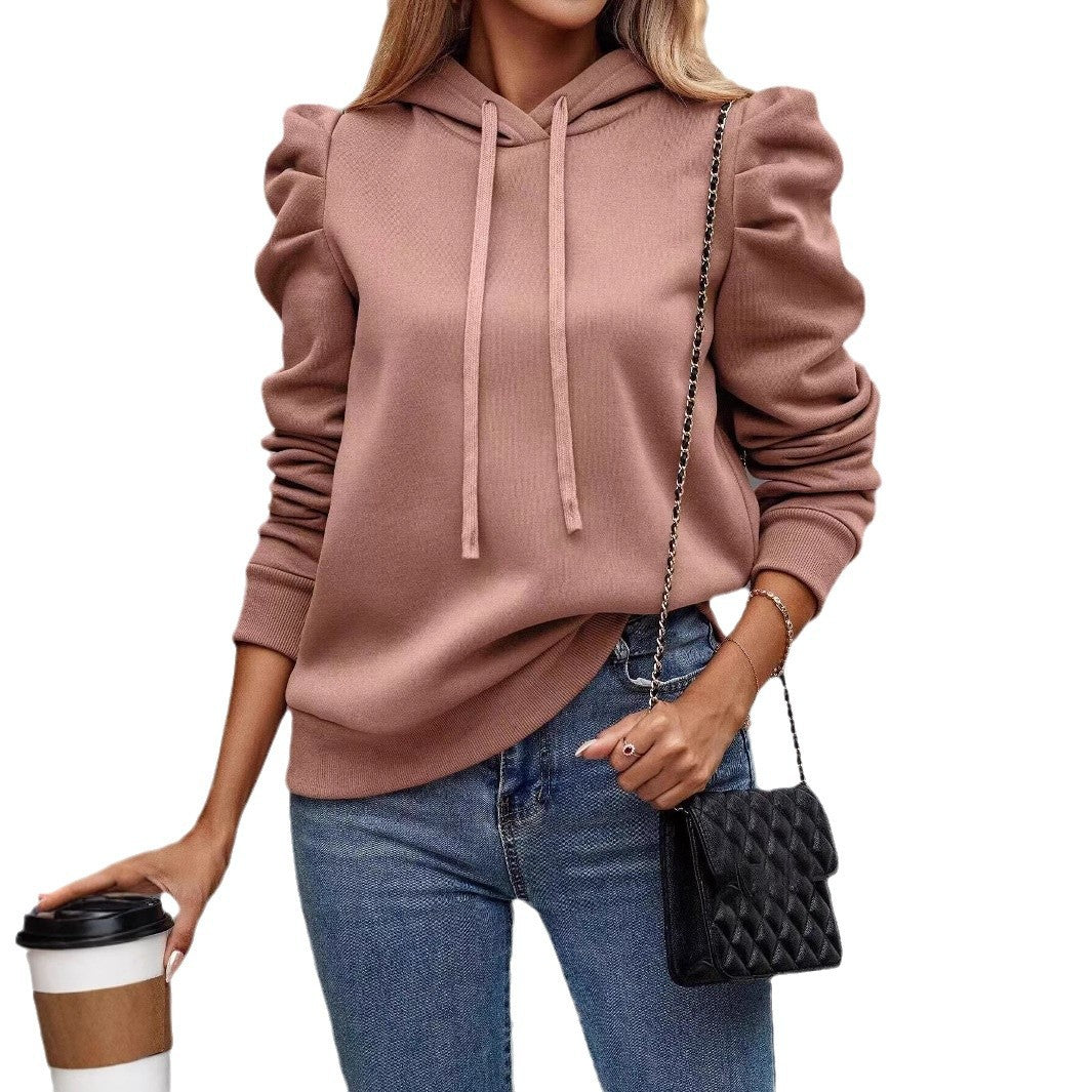 Damen modischer Kapuzenpullover mit voluminösen Ärmeln und lässigem Schnitt R&B