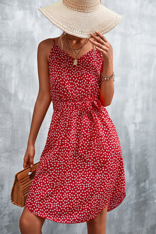 Damen Sommerliches Blusenkleid mit floralem Muster und knopfbarem Taillengürtel R&B