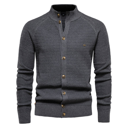 Herren Strickjacke mit modernem Zipper und stilvollen Knopfdetails R&B
