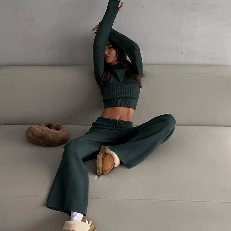Damen Sportliche Lounge-Hose mit Cropped Oberteil R&B
