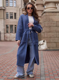 Damen Strickmantel mit Gürtel und praktischen Taschen R&B