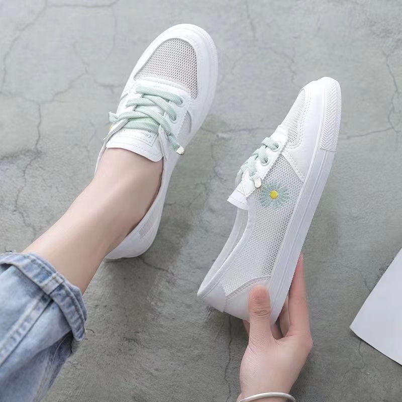 Damen lässige Sneaker mit buntem Blumenmotiv