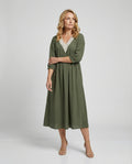 Damen Midikleid Boho Baumwolle Leinen