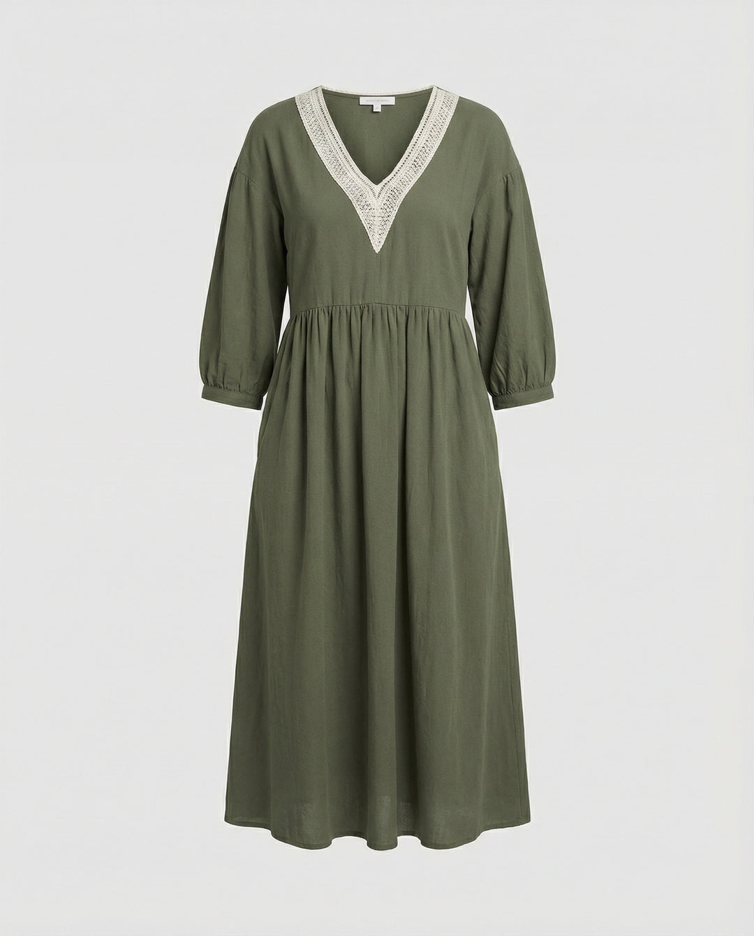 Damen Midikleid Boho Baumwolle Leinen