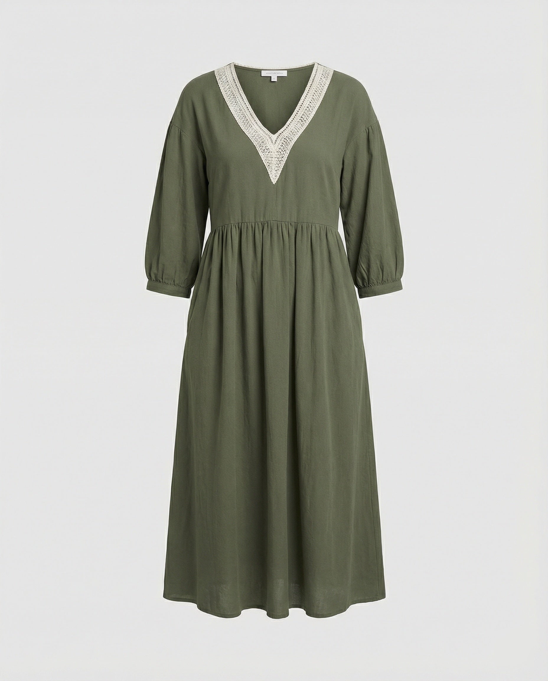 Damen Midikleid Boho Baumwolle Leinen