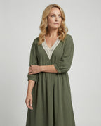 Damen Midikleid Boho Baumwolle Leinen
