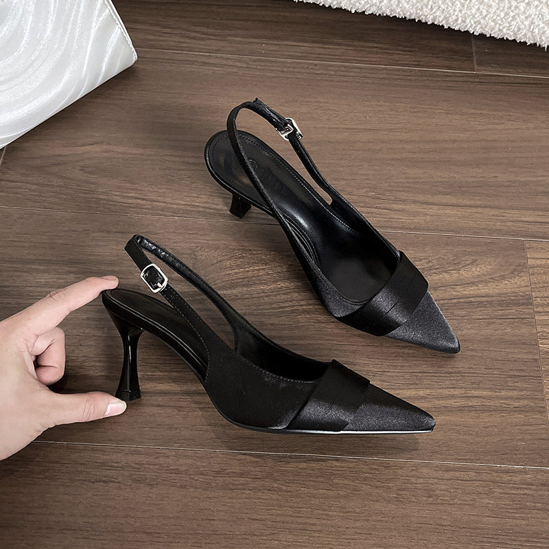 Damen Sling-Pumps mit eleganter Satin-Oberfläche und raffinierter Absatzhöhe R&B