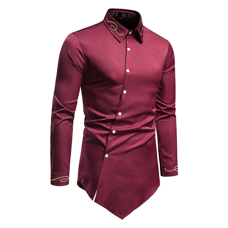 Herren Longsleeve Hemd im avantgardistischen Design mit asymmetrischem Saum R&B
