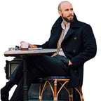 Herren eleganter doppelreihiger Wollmantel mit strukturiertem Obermaterial R&B