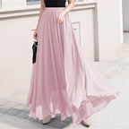 Damen nan Maxi-Chiffonrock mit elastischem Bund und fließender A-Linie R&B