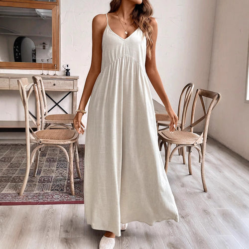 Damen Maxikleid mit Spaghetti-Trägern und lockerer Silhouette R&B