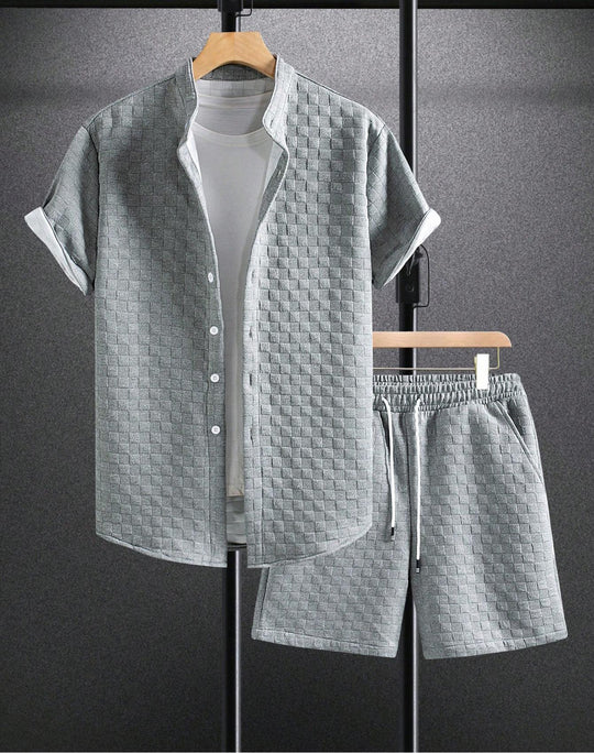 Damen lässiges Kurzarm Hemd und Shorts Set R&B