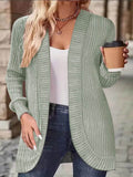 Damen gemütlicher Strickcardigan mit modernem Rippenmuster R&B