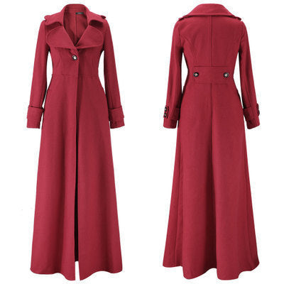 Damen Eleganter Langmantel mit klassischem Revers und modernen Akzenten R&B