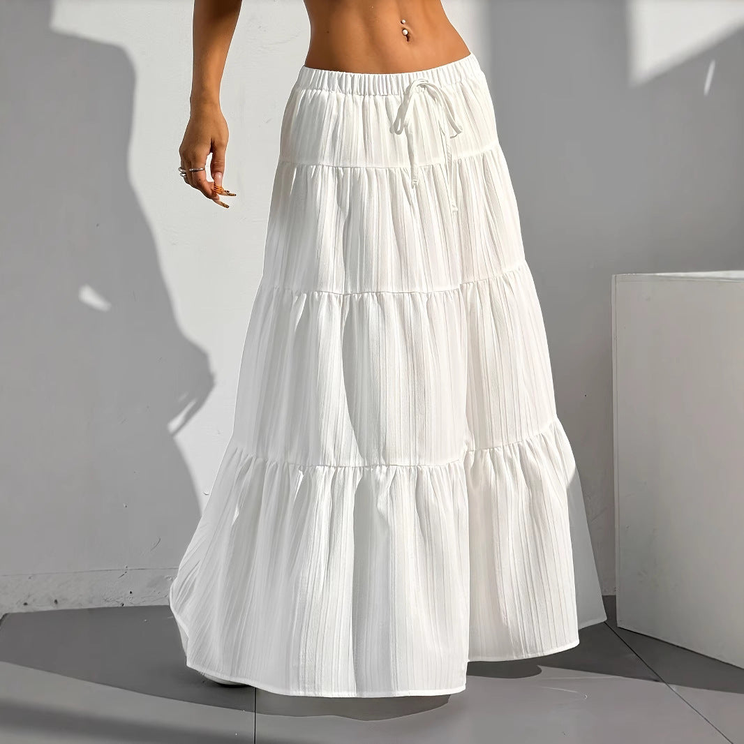 Damen Maxi-Rock mit lässigem Volant-Design und elastischem Bund R&B