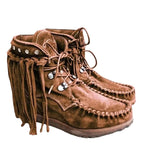 Damen Mokassin-Stiefel mit fransigem Design und handgefertigter Verarbeitung R&B