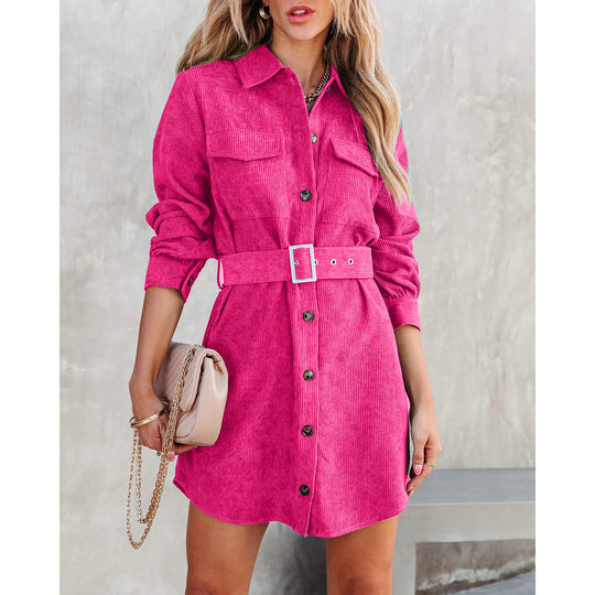 Damen Hemdblusenkleid mit komfortablem Schnitt und praktischen Knöpfen R&B