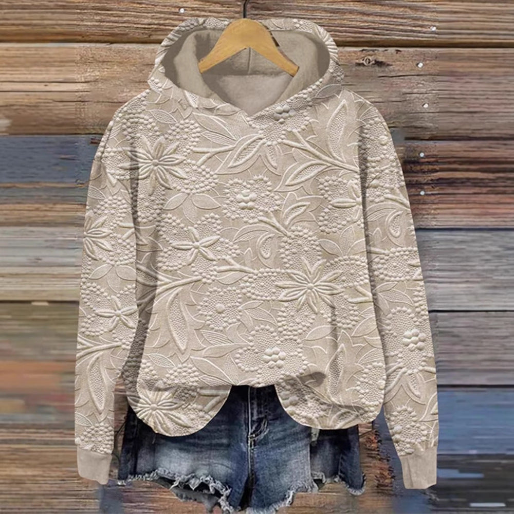 Damen Kapuzenpullover mit floralem Reliefdesign R&B
