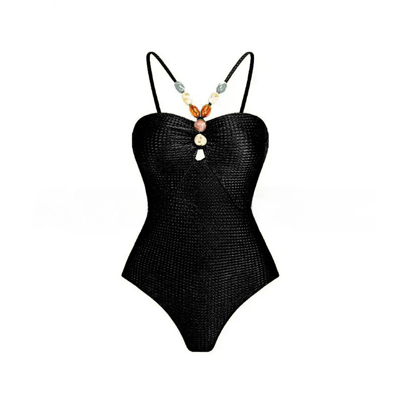 Damen Einteiliger Badeanzug mit modischen Schmuckdetails R&B