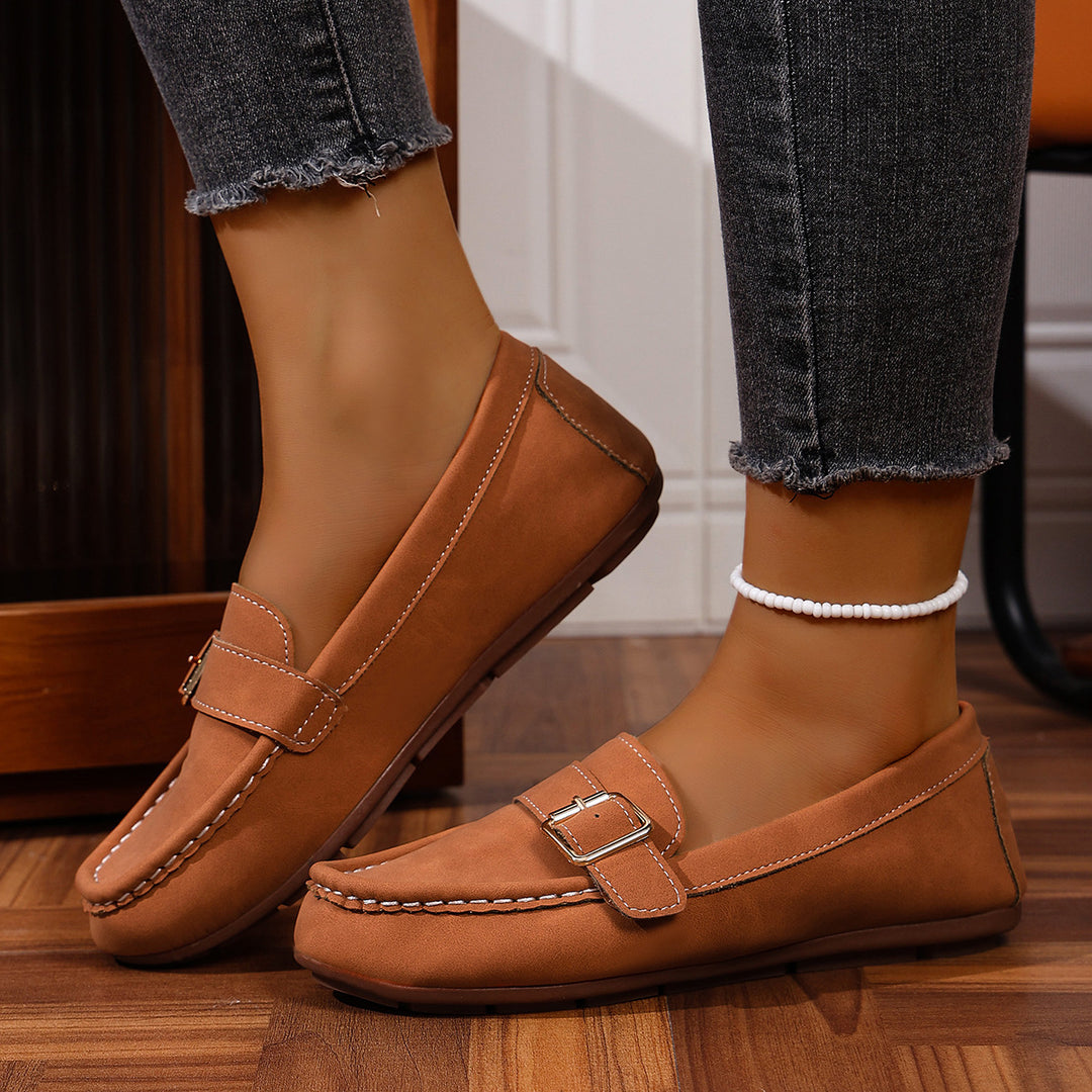 Damen Mokassins mit modischem Schnallen-Design und komfortabler Sohle R&B