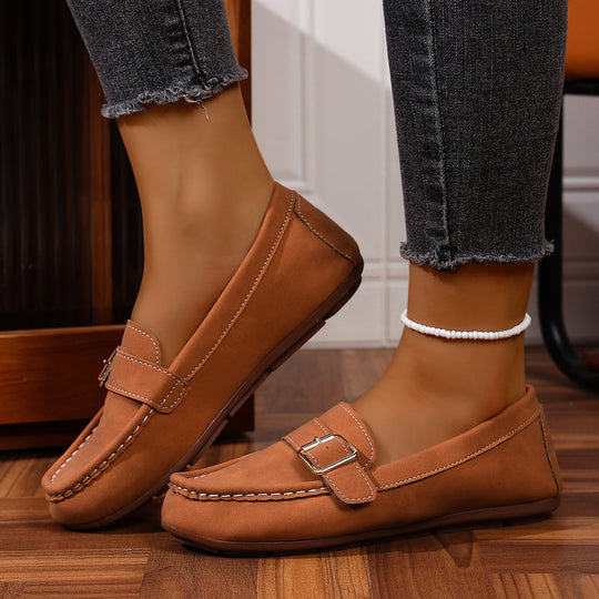 Damen Mokassins mit modischem Schnallen-Design und komfortabler Sohle R&B