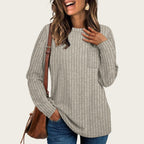 Damen lässiges Langarmshirt mit Streifen R&B