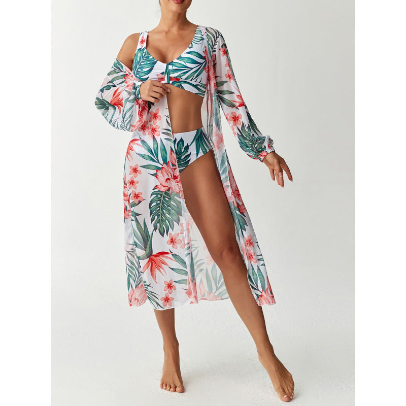 Damen Bikiniset mit farbenfrohem Design und transparenter Strandumhüllung R&B