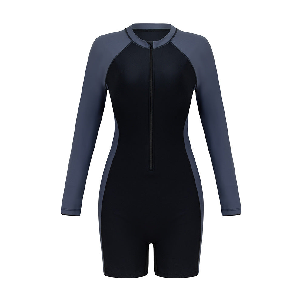 Damen Sportlicher Langarm-Schwimmanzug mit Reißverschluss R&B 1781081924