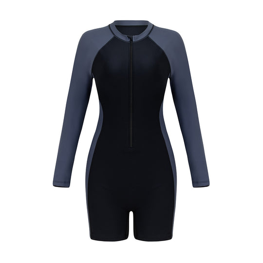 Damen Sportlicher Langarm-Schwimmanzug mit Reißverschluss R&B 1781081924