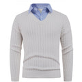 Herren Eleganter Strickpullover mit V-Ausschnitt und feiner Struktur R&B
